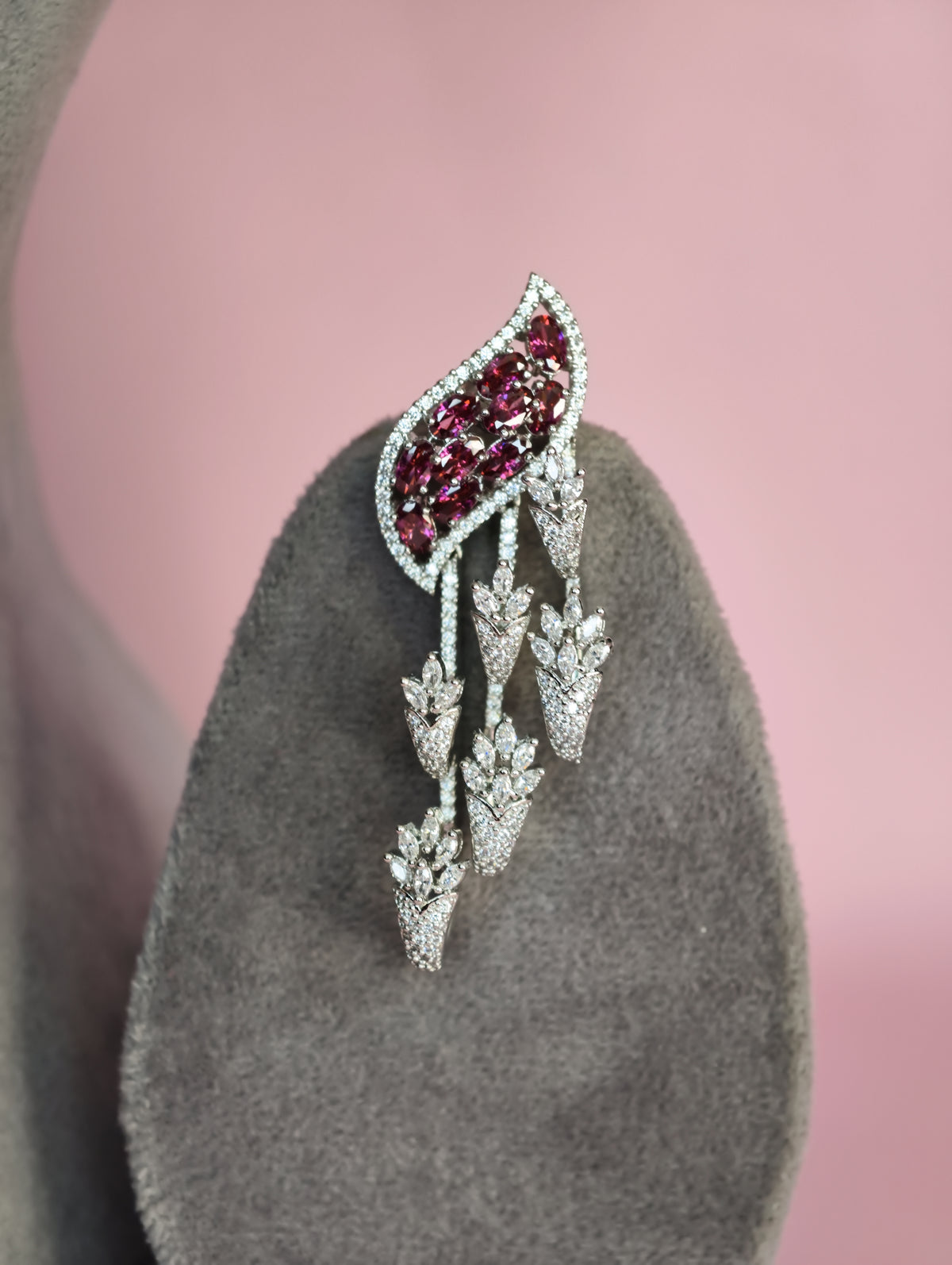 Ruby Zircon Fringe Choker Necklace