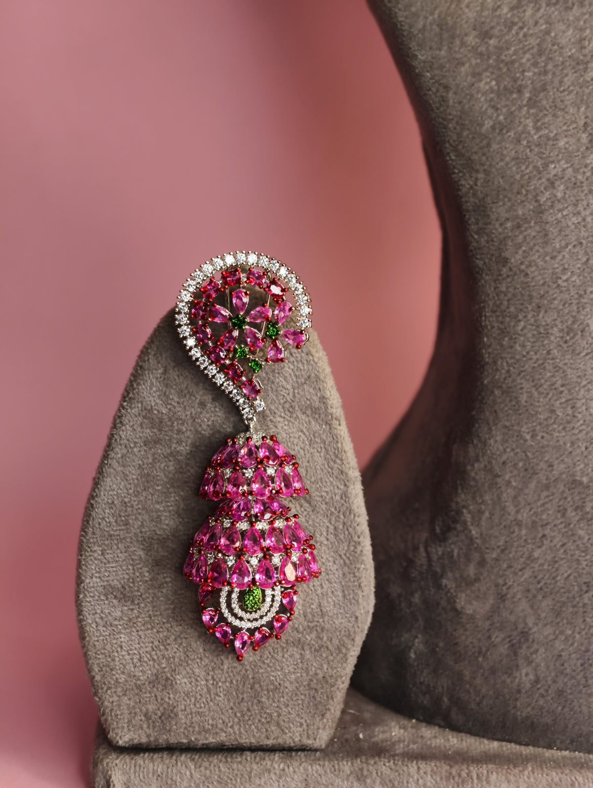Ruby Pink Italian Abstract Designer Necklace