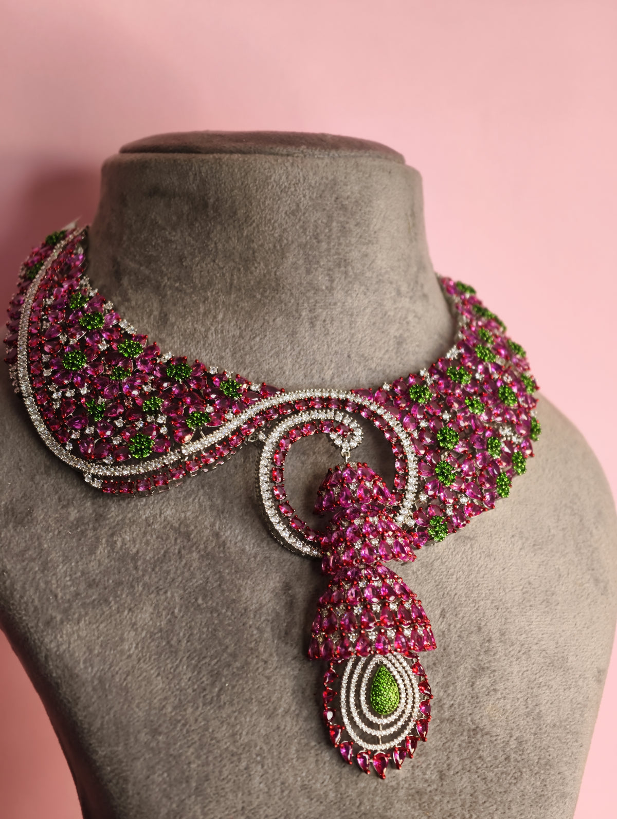 Ruby Pink Italian Abstract Designer Necklace