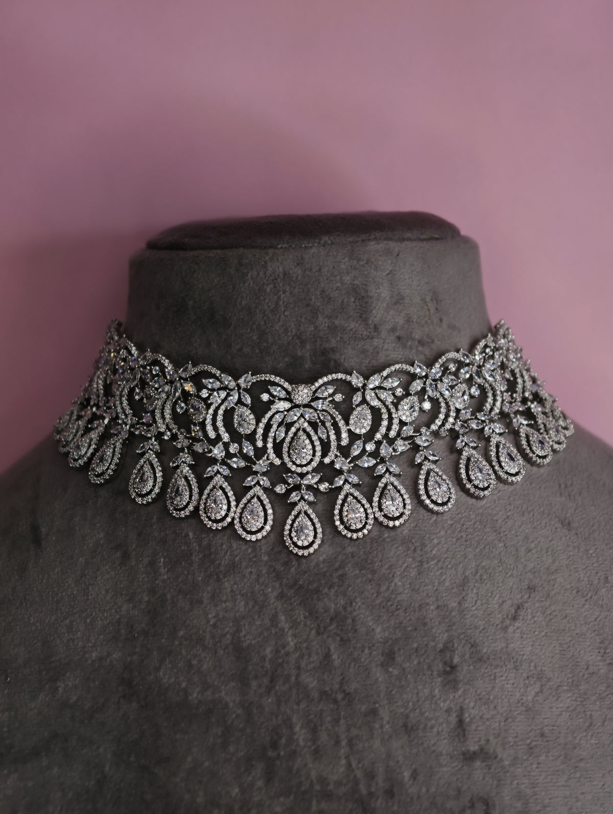 Sitara Diamond-Finish Zircon Choker & Earring Set