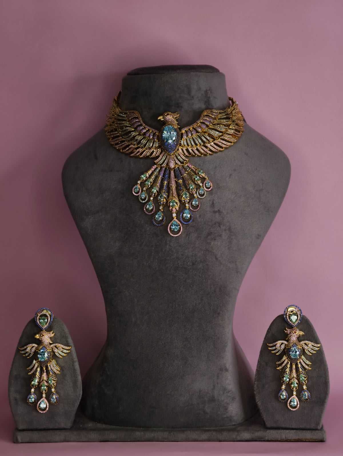Udaan Zircon Phoenix Necklace & Earring Set