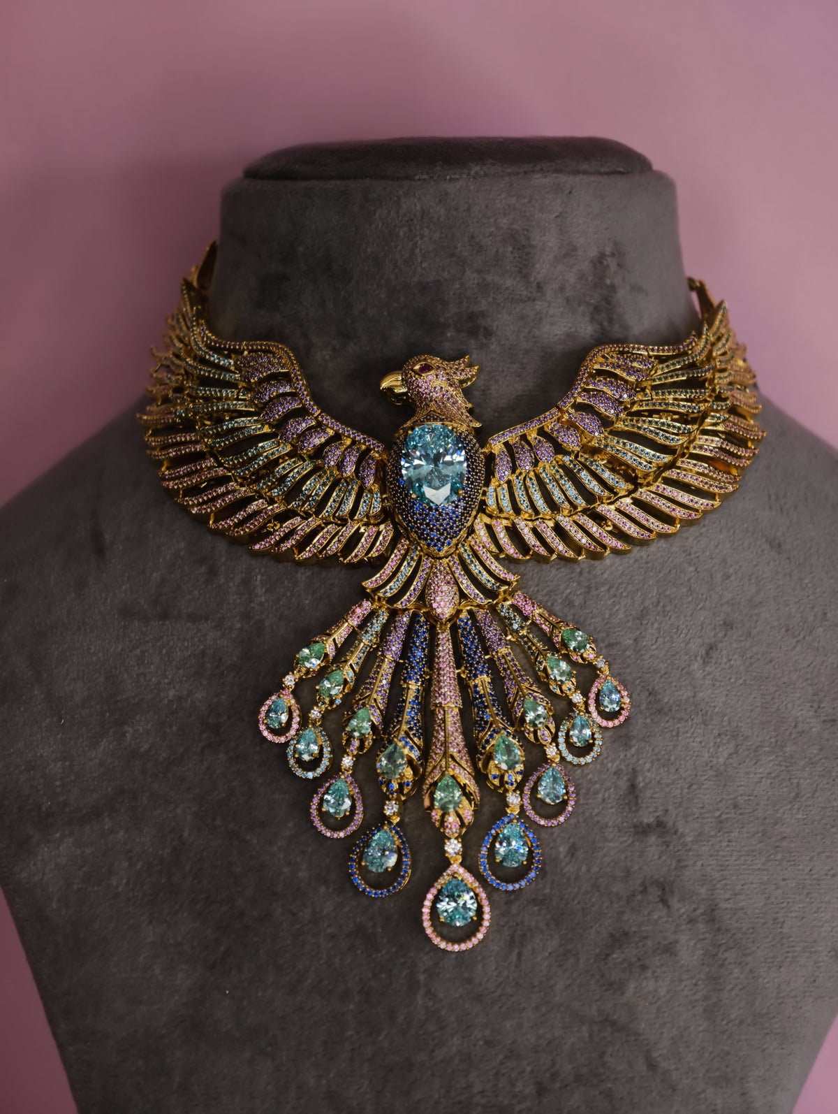 Udaan Zircon Phoenix Necklace & Earring Set