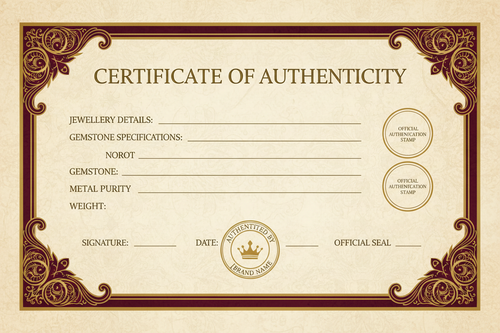 Certificate of Authenticity jewellery