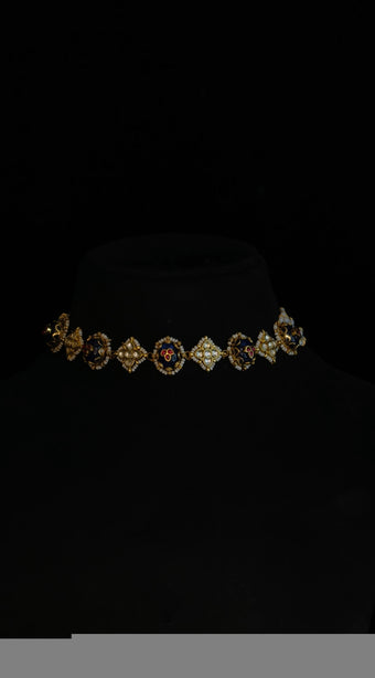 Blue Meenakari Rajwadi Choker Set