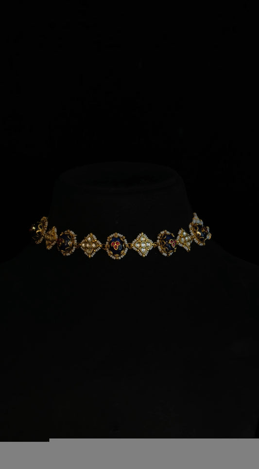 Blue Meenakari Rajwadi Choker Set